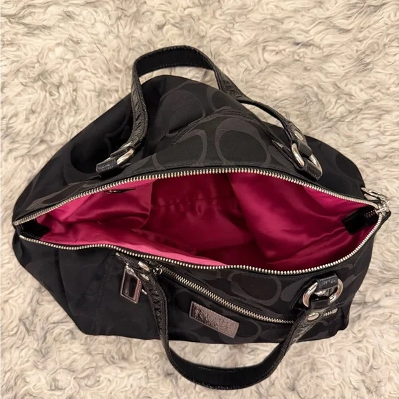 Coach Poppy Signature Canvas Tote Bag - Black - Picture 3 of 4